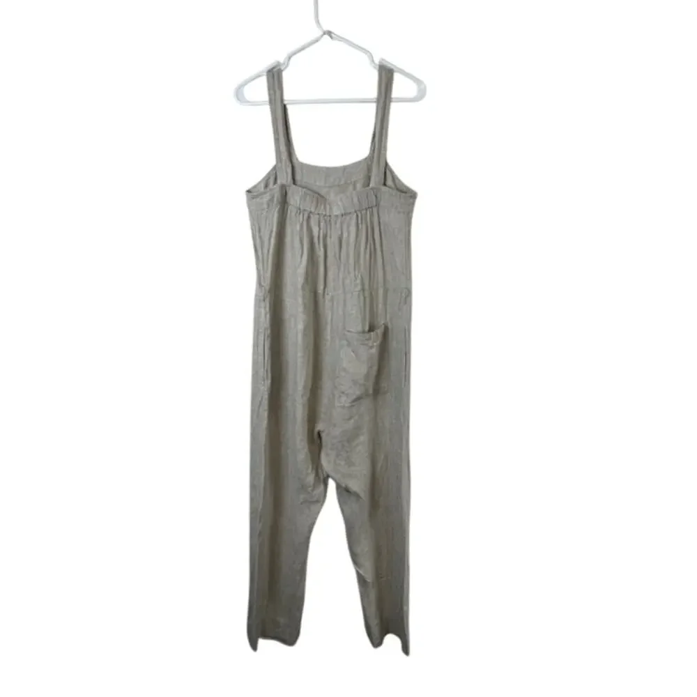 Quince-100% European Linen Square Neck Jumpsuit in Flax SZ(S)